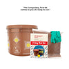 Composting test kit items displayed on white background