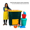 pair of Daily Dump Gaia OWC bulk composters outside apartment building for composting kitchen waste