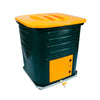 pair of Daily Dump Gaia OWC bulk composters outside apartment building for composting kitchen waste