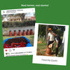 Pair of Daily Dump Prithvi Khambas home composters in outdoor garden with young girl adding kitchen waste to one.