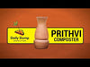 Pair of Daily Dump Prithvi Khambas home composters in outdoor garden with young girl adding kitchen waste to one.