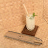 Daily Dump Bamboo straw set 8 inch length with 2 straws and cleaning brush in slim jute pouch
