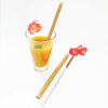 Daily Dump Bamboo straw set 8 inch length with 2 straws and cleaning brush in slim jute pouch