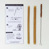 Daily Dump Bamboo straw set 8 inch length with 2 straws and cleaning brush in slim jute pouch