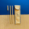Daily Dump Bamboo straw set 8 inch length with 2 straws and cleaning brush in slim jute pouch