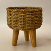 Basket Pot top and side view with yellow flowers on corrugated background