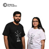 man and girl wearing black and white Daily Dump calmpost t shirt respectively