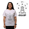 man and girl wearing black and white Daily Dump calmpost t shirt respectively