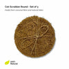 Daily Dump coir scrubber round set against corrugated background