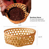Bamboo Sieve, Microbes Powder, Neem Powder and gloves on corrugated background