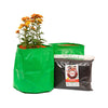 9inch by 9inch green grow bag ideal for small flowering plants, greens and herbs