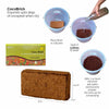 Two Green grow bags with Cocobrick and Seed Balls packet and Compost against corrugated background