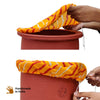 Daily Dump Composter Fly Protector in two sizes 12inch and 13.5 inch diameter bright  printed cotton 