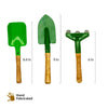 Daily Dump gardening tools set of 3 on background of corrugated paper