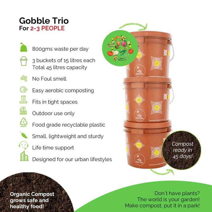 Start smell-free composting with Compact, outdoor Gobble Home Compost Bin