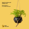 Black hanging pot with flower against corrugated background