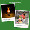 girl kneeling next to painted Daily Dump Pooja Rangoli flower waste compost bin decorated with flowers