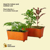 set of 2 long teal metal pots with plants ideal for indoor and outdoor use