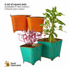 2 square metal pots with texture in orange colour with flowers from Daily Dump