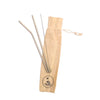 mood shot of Steel straw set 8 inch length with 2 straws and cleaning brush in cotton pouch 
