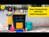 pair of Daily Dump Gaia OWC bulk composters outside apartment building for composting kitchen waste 